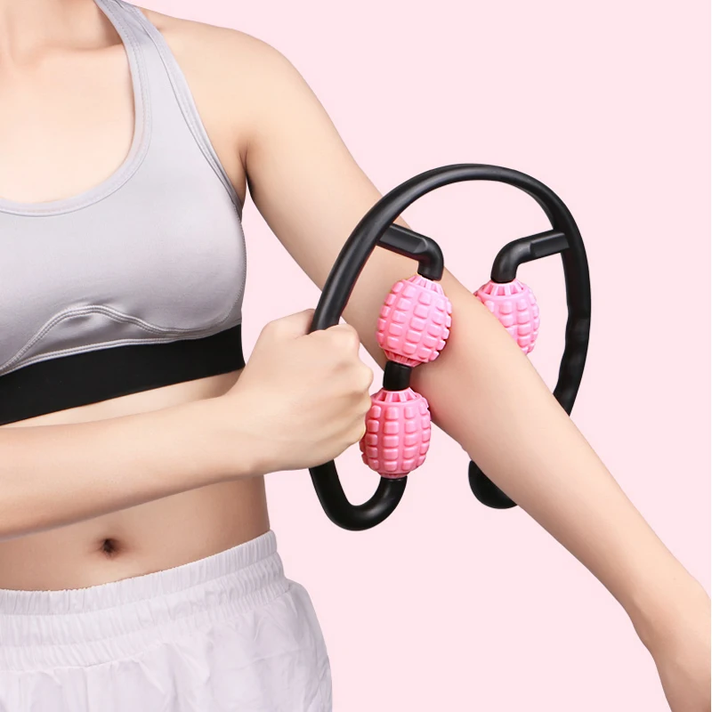 

360° Massager Leg Muscle Relaxation Roller Ring Clamp Leg Massage Stick Yoga Body Shaping 4 Wheels Fitness Device For Sports