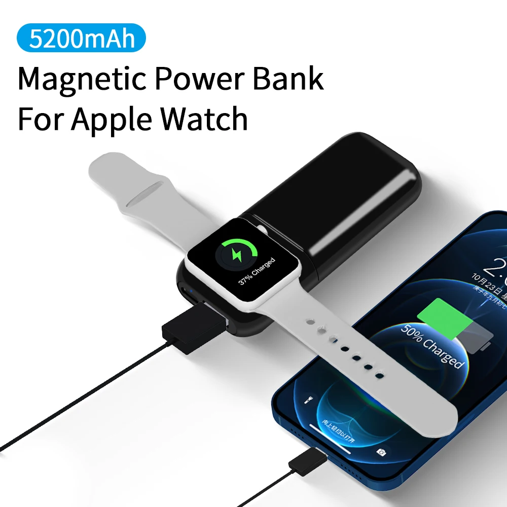 

2023 5200mAh Spare Battery for a-pple Watch Series Portable Charger Wireless Power Bank Portable Power Station Mini Powerbank