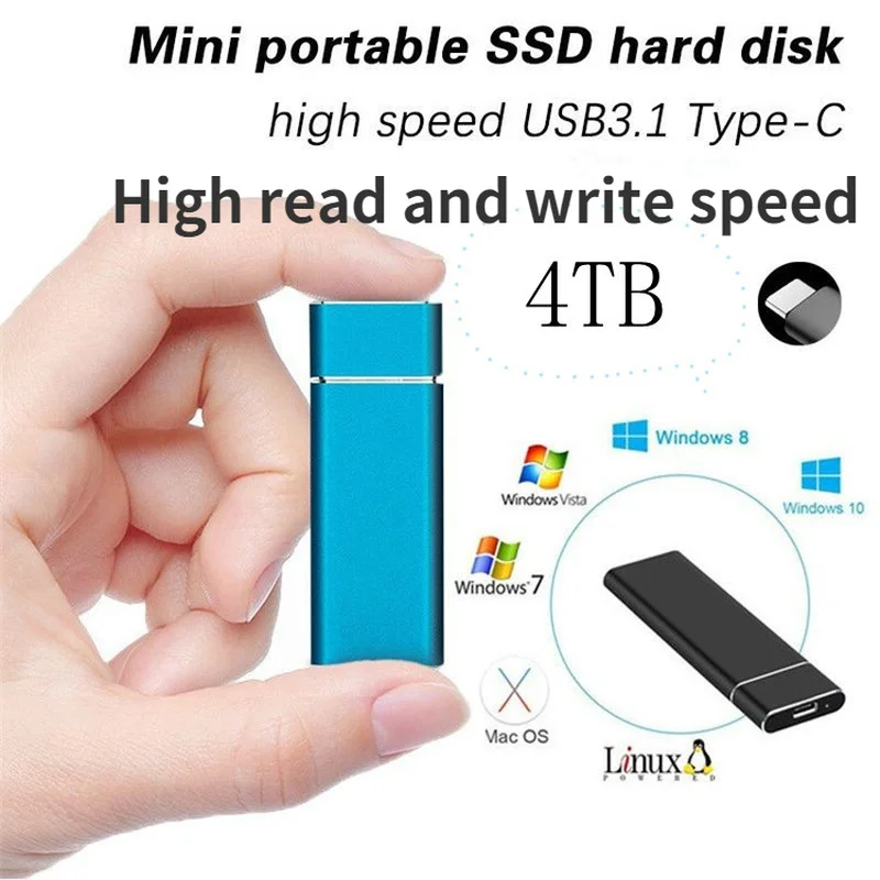 8TB SSD External Hard Drive Newest Mobile Portable Hard Drive for Desktop Phone Laptop High Speed Storage Memory Stick USB 3.1