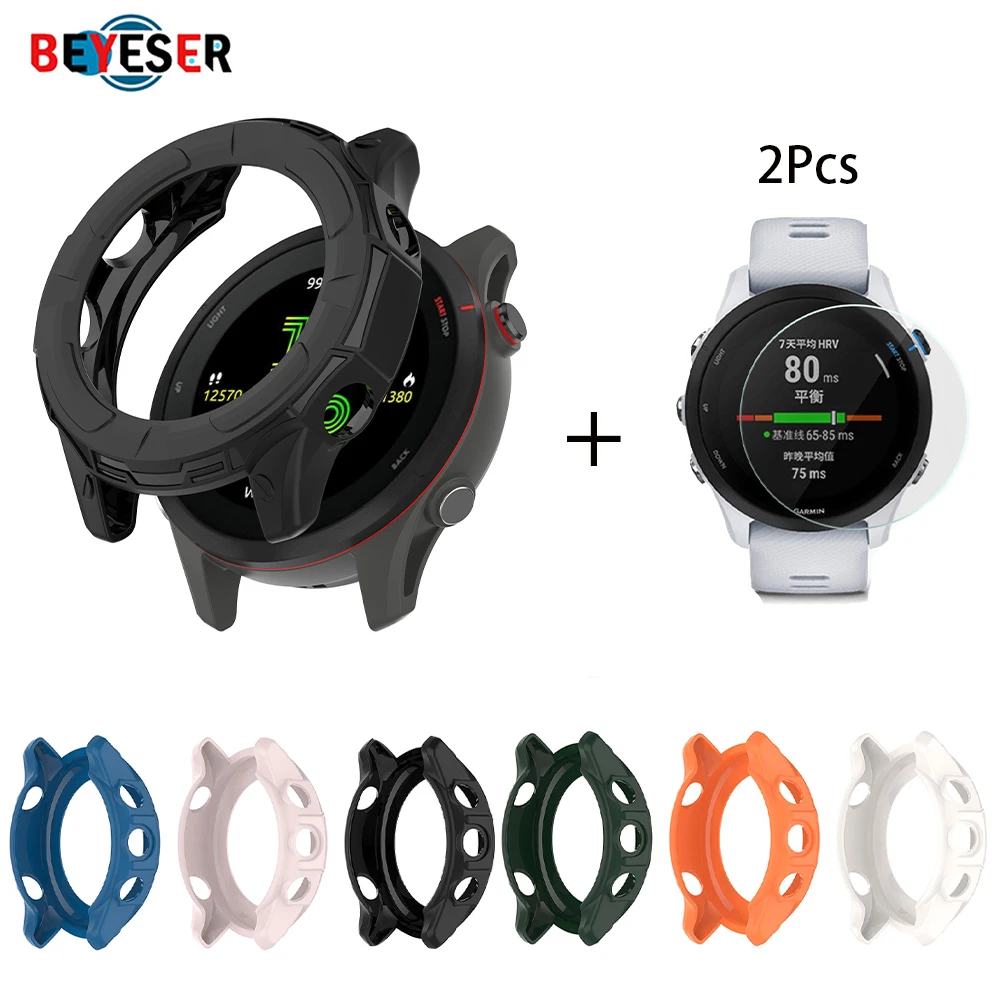 

Чехол для часов Garmin Forerunner255S, ажурный защитный чехол, чехол для умных часов, ударопрочный защитный чехол с 2 закаленными пленками