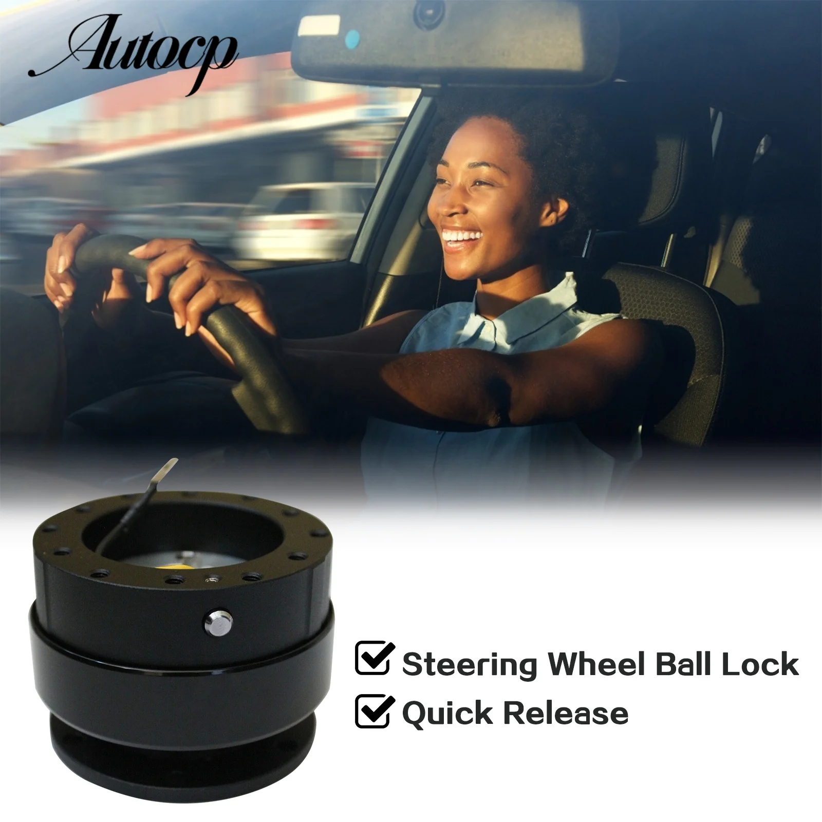 

Steering Wheel Quick Release Ball Lock Hub Adapter Boss Snap Universal GEN 2.0 Black Body With Titanium Ring SRK-200BK-TI NEW