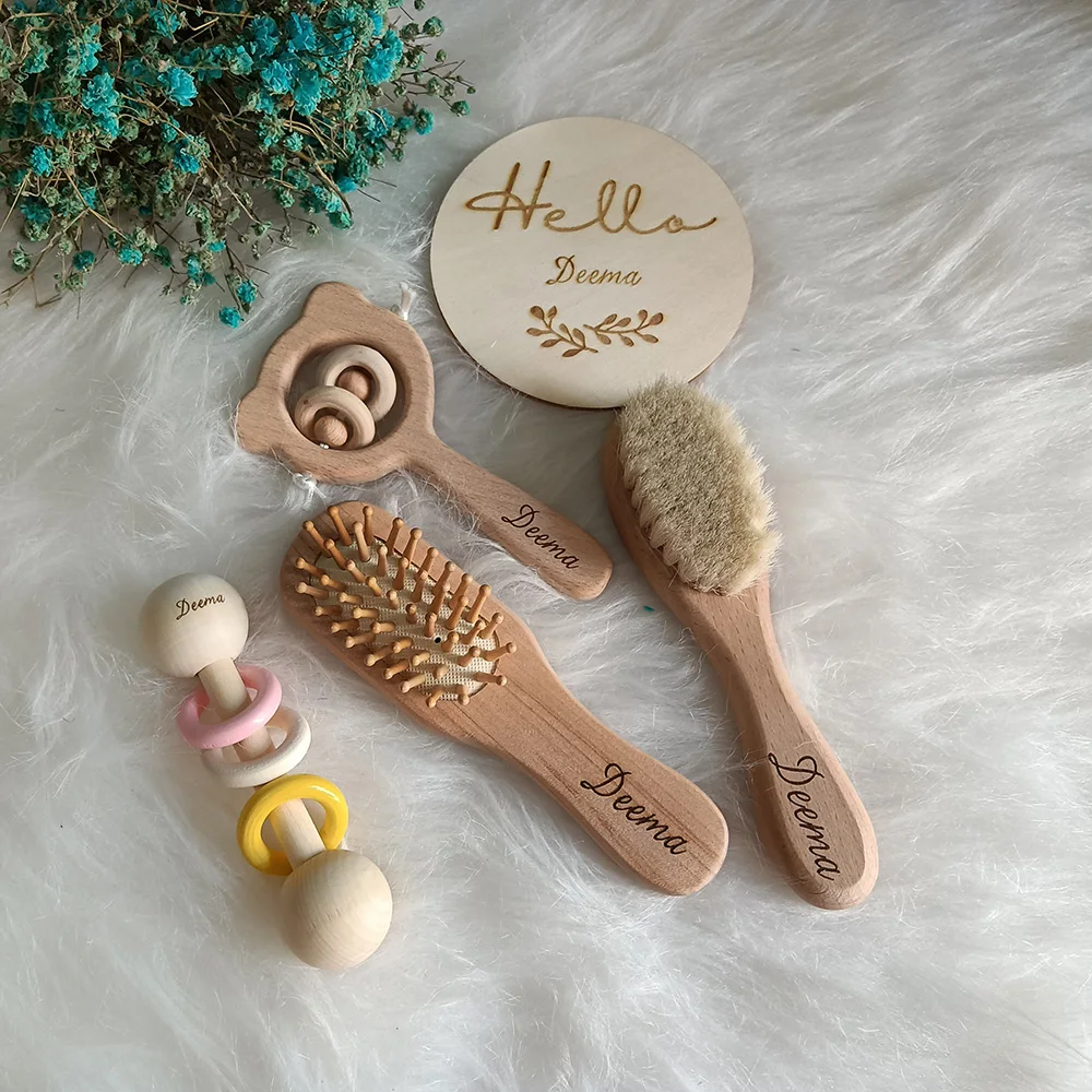 

Customized Name Baby Shower Comb, Care Brush, Newborn Gift, Boys and Girls, 5-Piece Set, New