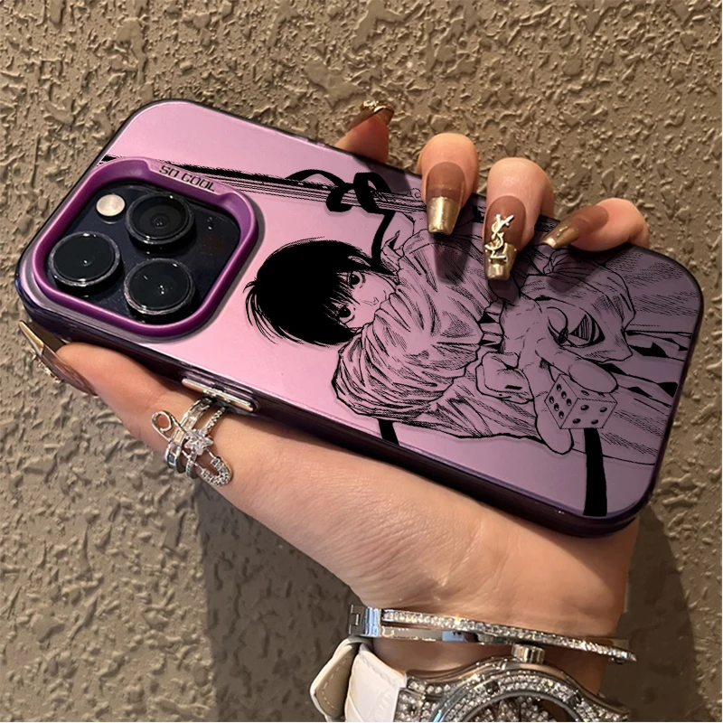 Фото Чехол S-Sakamoto Days Nagumo Dafu Plating для iPhone 17 Air 16 15 11 12 14 13 Pro Max XS X XR Plus 8 7 SE 2020 Противоударный чехол №4