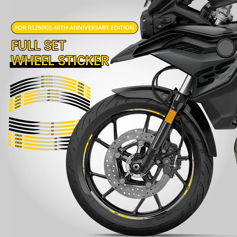 

R1250GS ADV 40th Anniversary Edition Wheel Sticker Motorcycle Reflective Rim Stripe Front Rear Decal R1250 GS ADVENTURE Full Set
