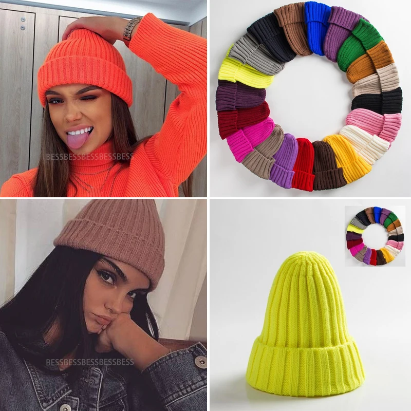 Uni Hat Cotton Blends Solid Warm Soft HIP HOP Knitted Hats Men Winter Caps Women's Skullies Beanies For Girl Wholesale шляпа