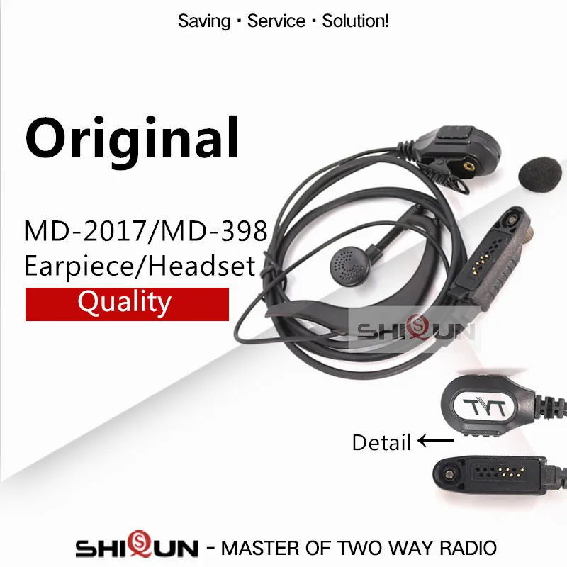 

Original Headset Mic Earpiece for TH-UV8000D Headset of MD-2017/MD-398 Compatible with RT82 RT87 RT83 V-2017 HD1 DMR Radio TYT