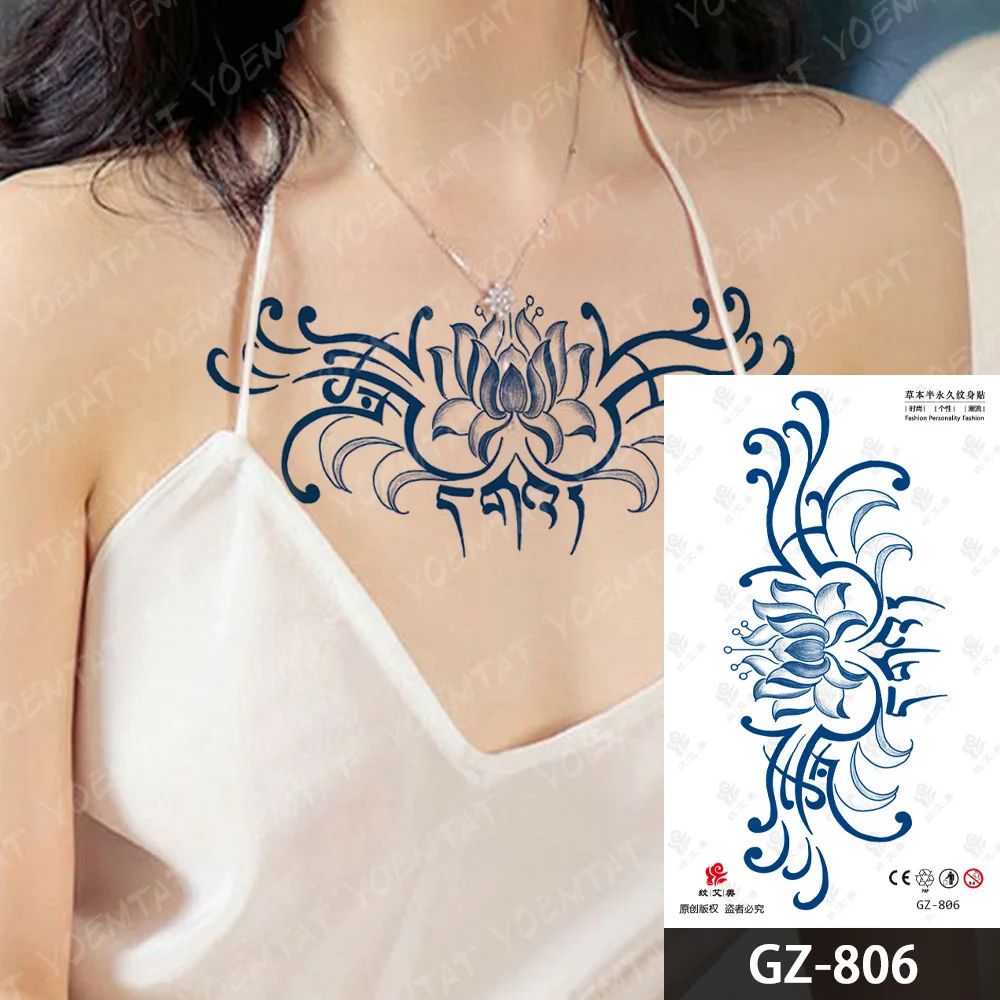 Готический текст Лотос шипы соковые чернила стойкая Водонепроницаемая