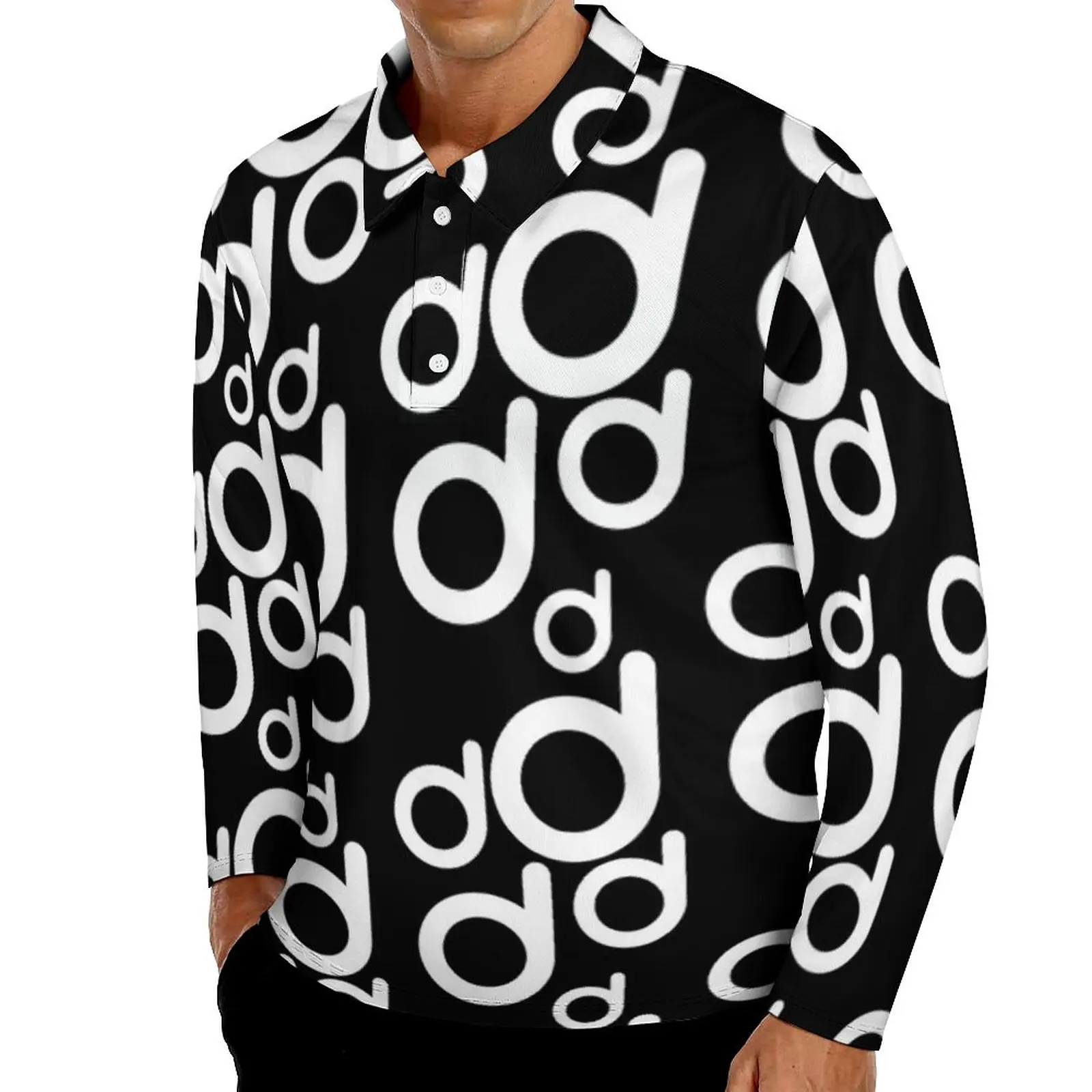

Рубашка-поло мужская с абстрактными буквами, Повседневная Блузка с принтом слов D, трендовая рубашка с длинным рукавом, топ с принтом, белая, ...