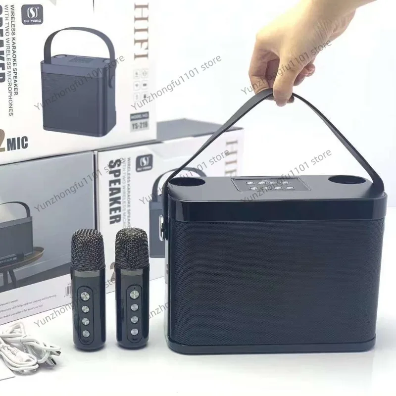 Фото Беспроводная Bluetooth-колонка YS219K с двумя микрофонами, портативная, для дома и улицы, мобильная, стереосистема KTV №3