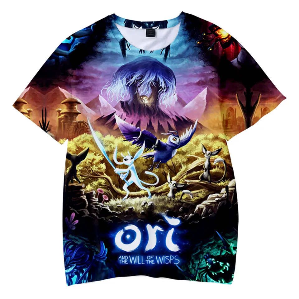 

Модная детская футболка от 3 до 14 лет, футболка с 3D принтом «ори и воля» для мальчиков и девочек, футболки в стиле Харадзюку, детские топы с ан...