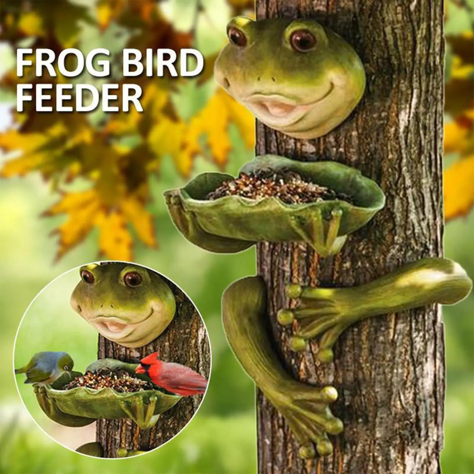 

Frog Bird Feeder Cute Outdoor Frog Shape Birds Feeding Plates Innovative Large Feeding Bowls for Garden Lawn Yard Decor