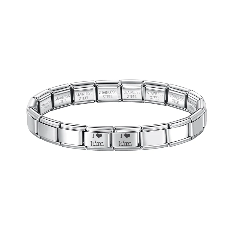 

Браслет Hapiship из нержавеющей стали, Модный женский браслет шириной 9 мм с надписью Love He Love, ювелирные изделия для девочек на свадьбу и Рождест...