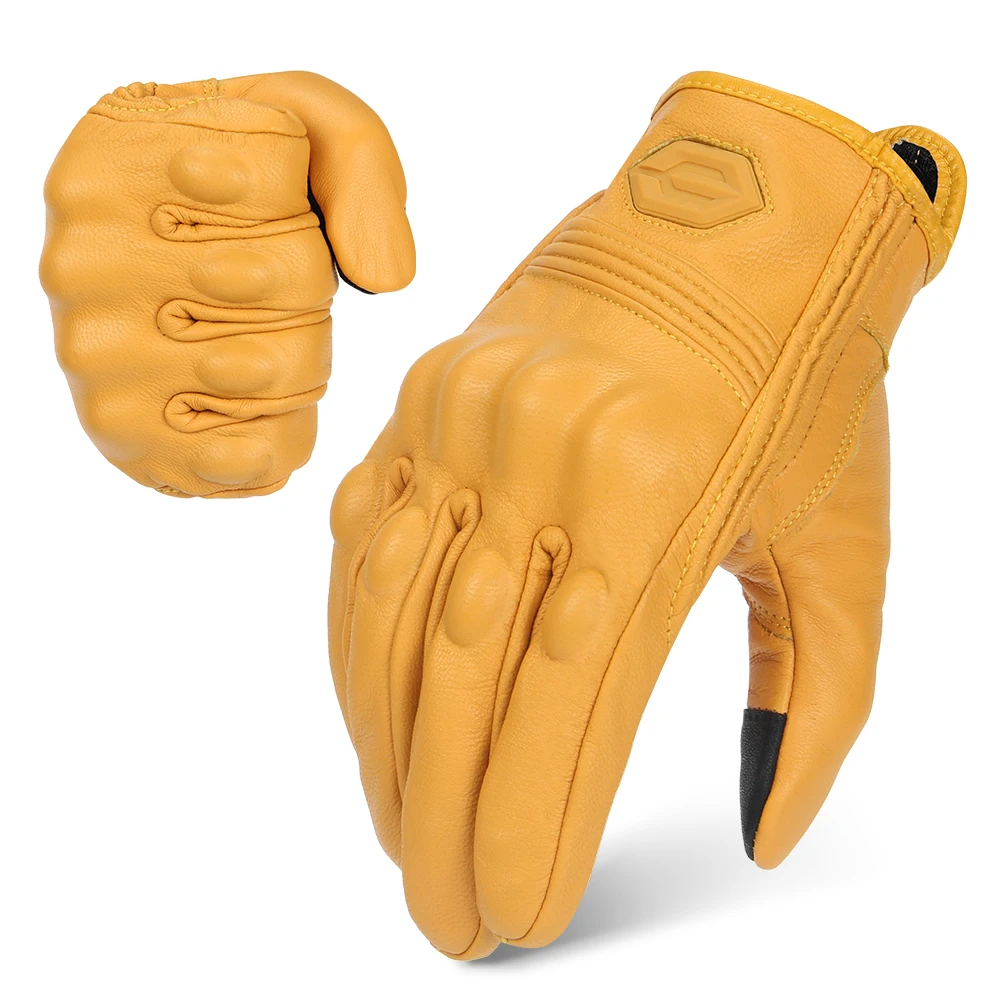 

Мотоциклетные кожаные перчатки с отверстием, мужские перчатки для езды на мотоцикле, дышащие перчатки с сенсорным экраном, защита от падения для мотокросса