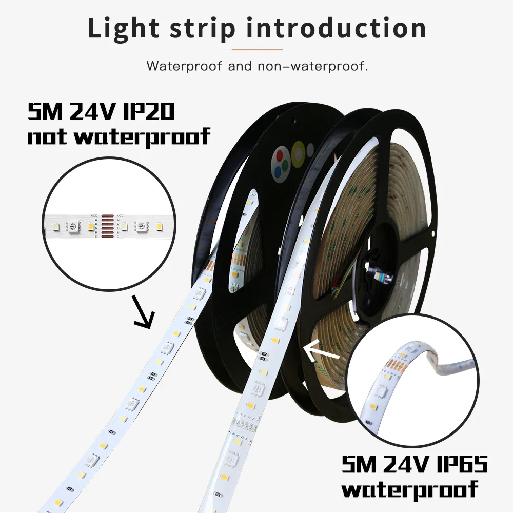 GLEDOPTO RGB + CCT светодиодный Strip светильник WW/CW DC24V 5 метров IP65 водонепроницаемая IP20 SMD
