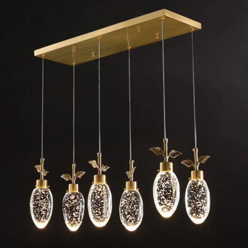 

Modern luxury all-copper crystal lamp restaurant LED chandelier Nordic home interior lighting bedroom kitchen Pendant Lights