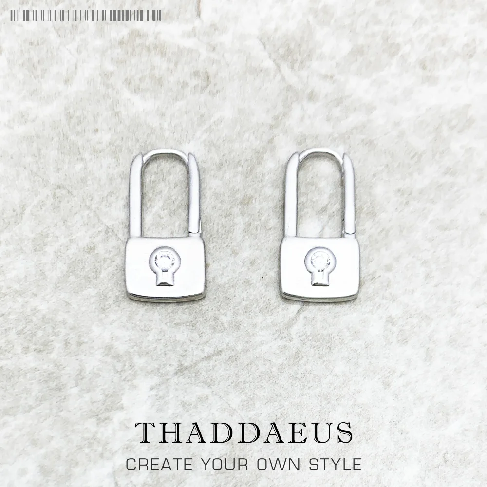 

Женские серьги-кольца с замком, из серебра 925 пробы