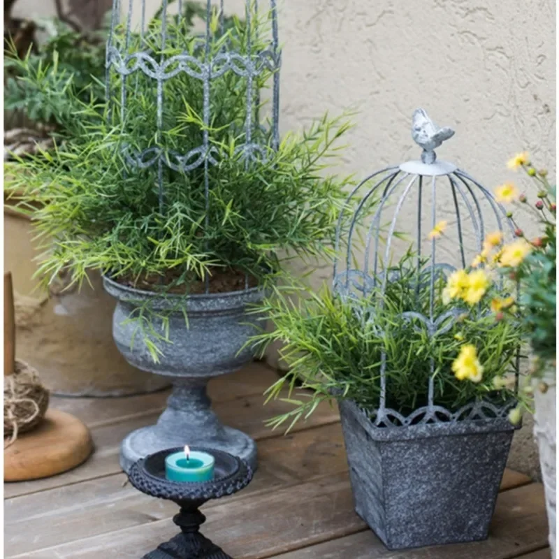 Винтажная птичья клетка горшок для растений двора подъема лозы цветов железная