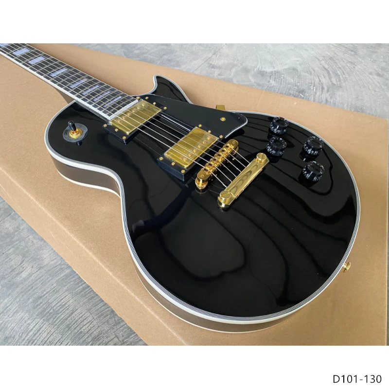 Новая электрогитара Lp Custom с черной красивой отделкой золотая фурнитура