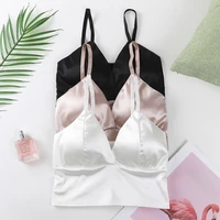 summer v neck triangular cup bras beauty backs gather women camisole bralettes with chest pad small chest underwear sexy female