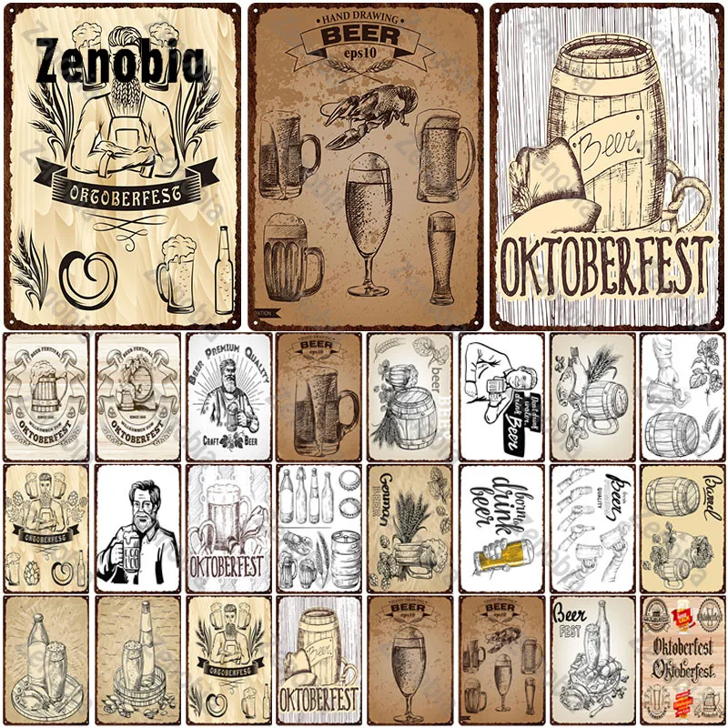 

Beer Oktoberfest Metal Sign Beer Festival Metal Poster Decorative Tin Sign Plate Kitchen Home Decoration Retro Plaque Bar Decor