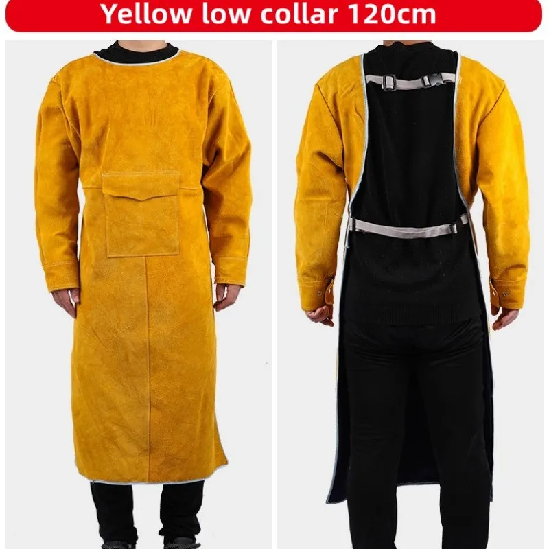 

Кожаный замшевый защитный костюм для электрической сварки, огнестойкий фартук для работы 120 см