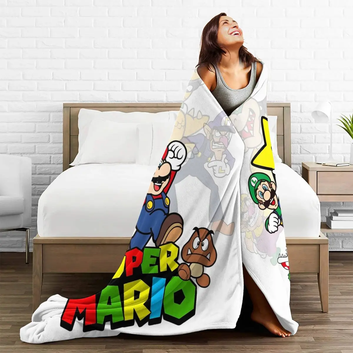 Трикотажные одеяла в стиле Super Mario Bros с мультяшными героями флисовые аниме супер