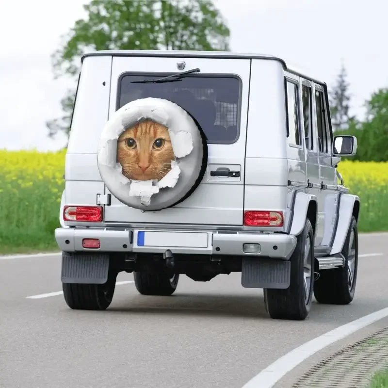 Забавный чехол для запасного колеса Tabby Cat подходит Jeep Honda Kitten SUV RV 4WD защитные