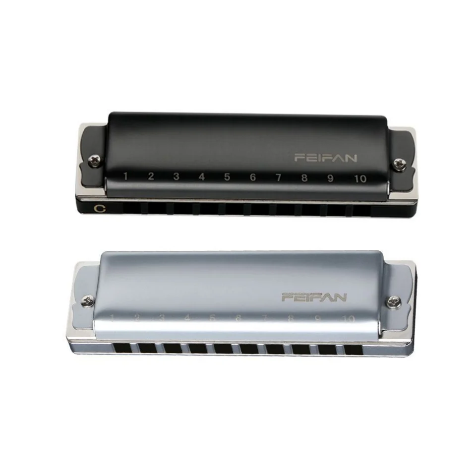 

FEIFAN10 hole C key Blues Harmonica Adult Beginner Blues Metal harmonica Professional harmonica
