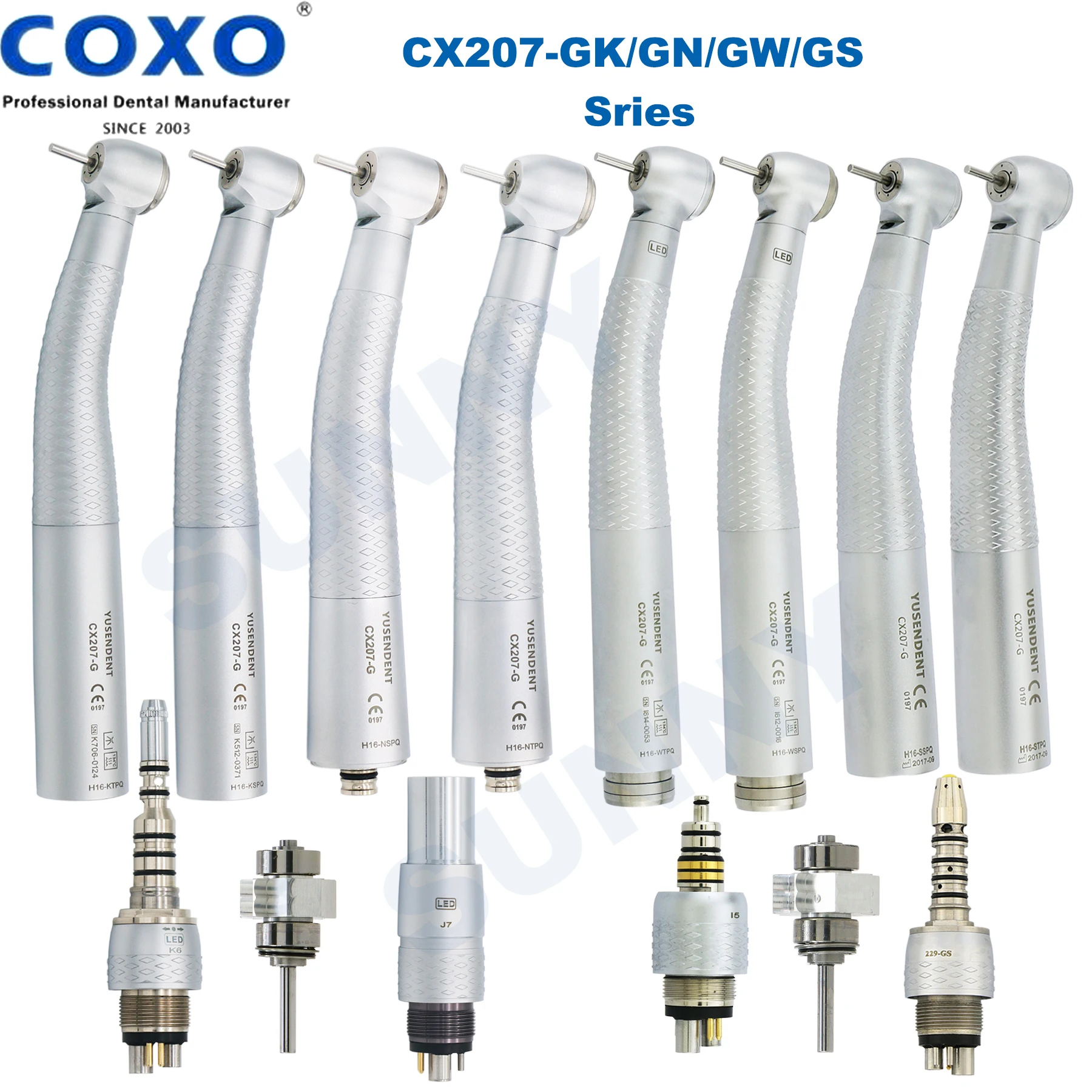 

COXO CX207 G Dental Fiber Optic High Speed Air Turbine Standard/Torque Head Led Coupler 6 Pin Fit KAVO NSK Sirona WH