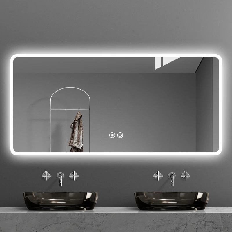 

Modern Cleaning Mirror Led Smart Fogless Design Bathroom Mirror Warm White Light Espelho Para Banheiro Washroom Decorative Items