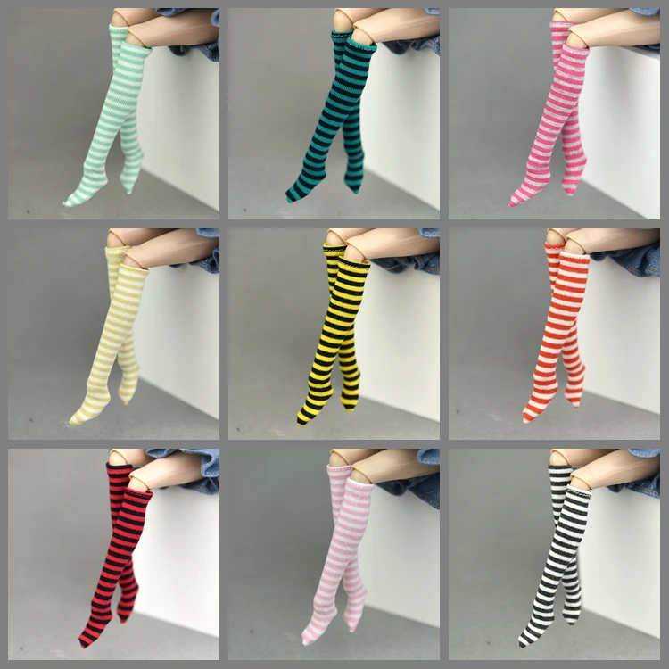 

High Resilience Socks / stripe stockings Doll Accessories outfit For 1/6 Barbie Blythe Xinyi Fr azone momoko licca Doll Xmas