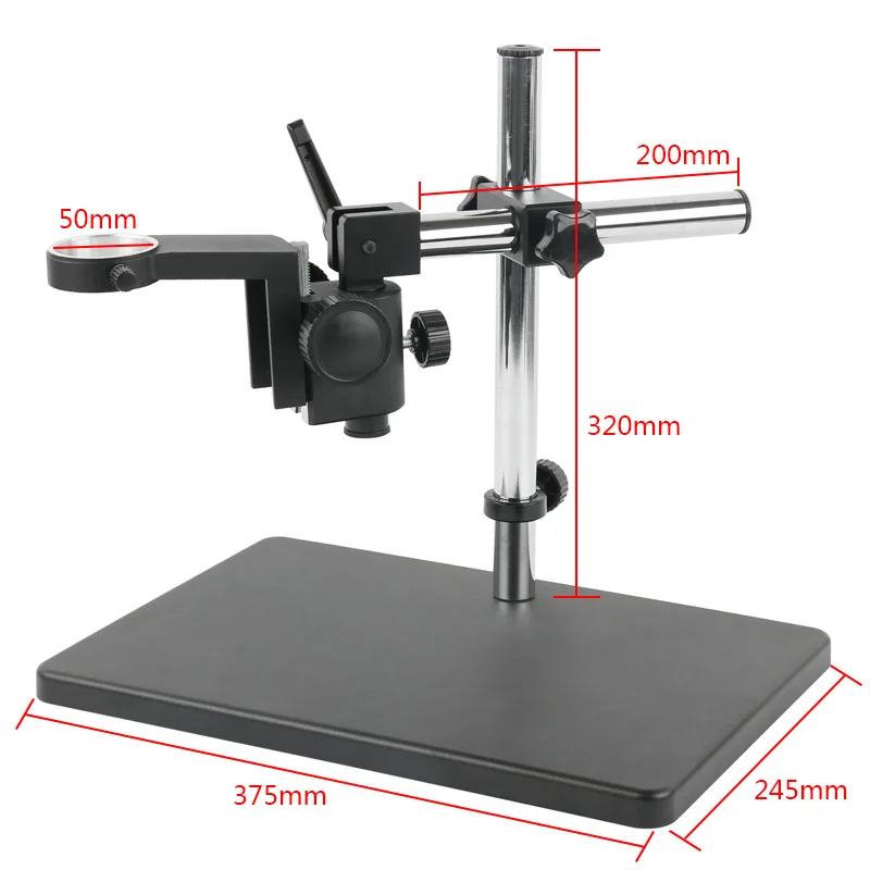 

50mm Focusing Monocular Zoom Video Microscope Multi Axis Adjustable Boom Table Working Stand Holder Support For HDMI USB Camera