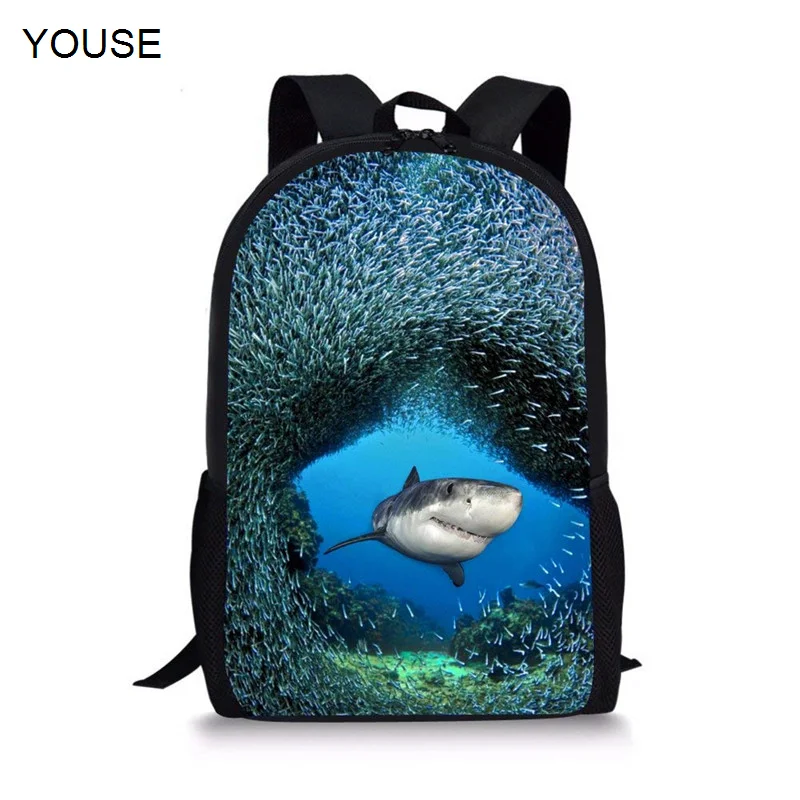 

YOUSEChildren's School Bags Coral Shark Printing Backpack for Primary School Satchel Children Bookbags mochila