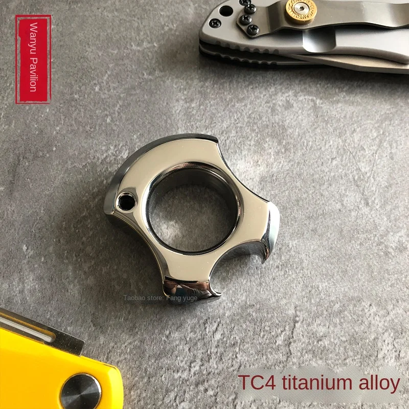 Titanium alloy hand EDC portable window opener self-service bottle opener mirror self-defense ring multi-function finger buckle enlarge