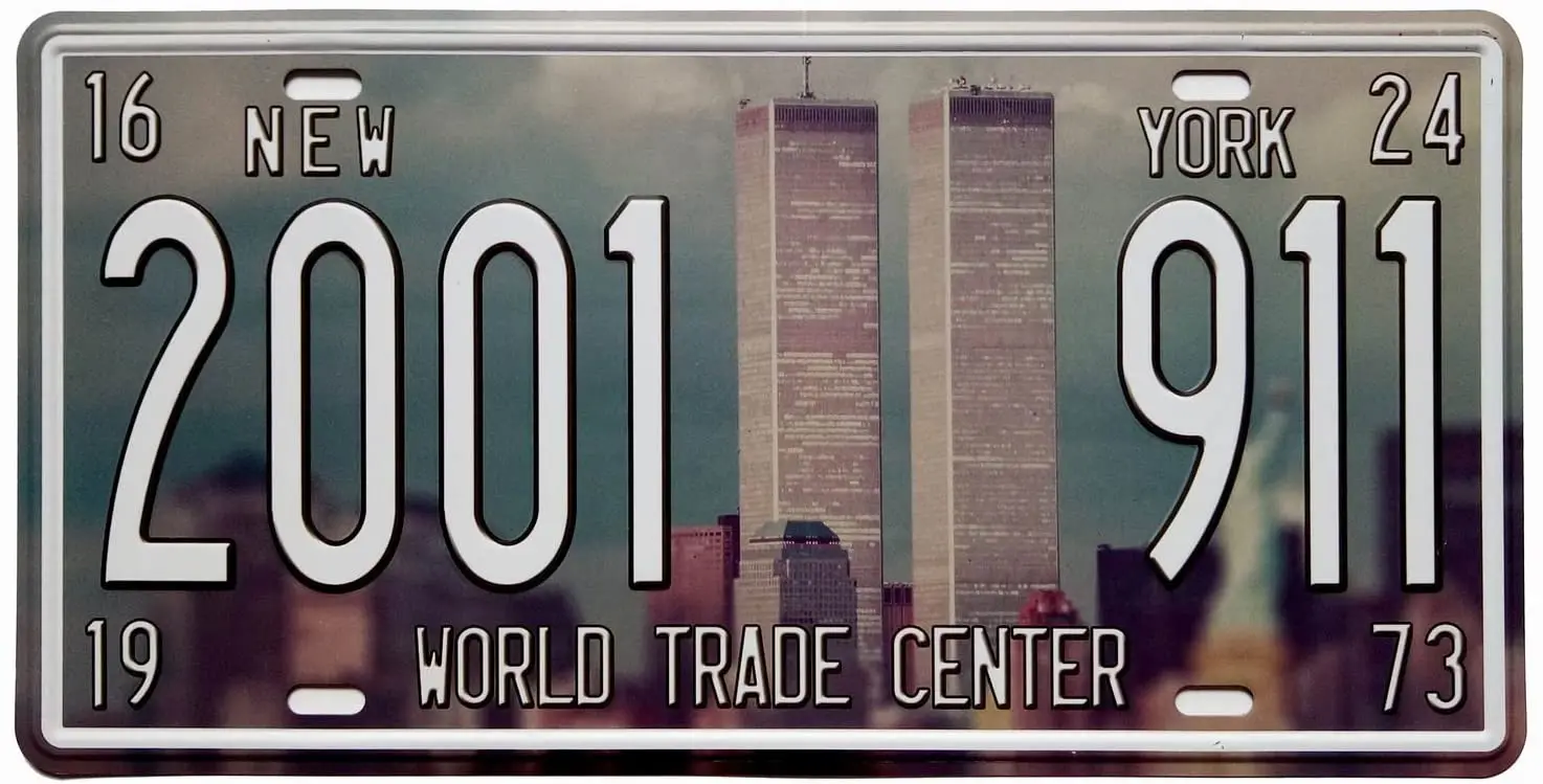 

World Trade Center 911 Vintage License Plate Tin Sign Pub Bar Decoration Tin Sign Shabby Chic Decor Plaque Wall Art Man Cave