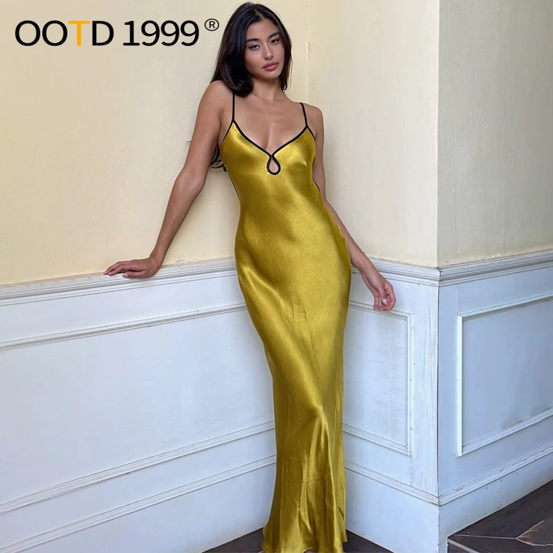 

Summer 2023 Satin red Birthday Party Dresses Sexy Spaghetti Strap Midi Dress Elegant With Slit Dresses For Women