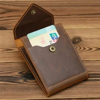 vintage crazy horse genuine leather diy new wallet handmade purse leather money clips card bag multifunction card case 1071