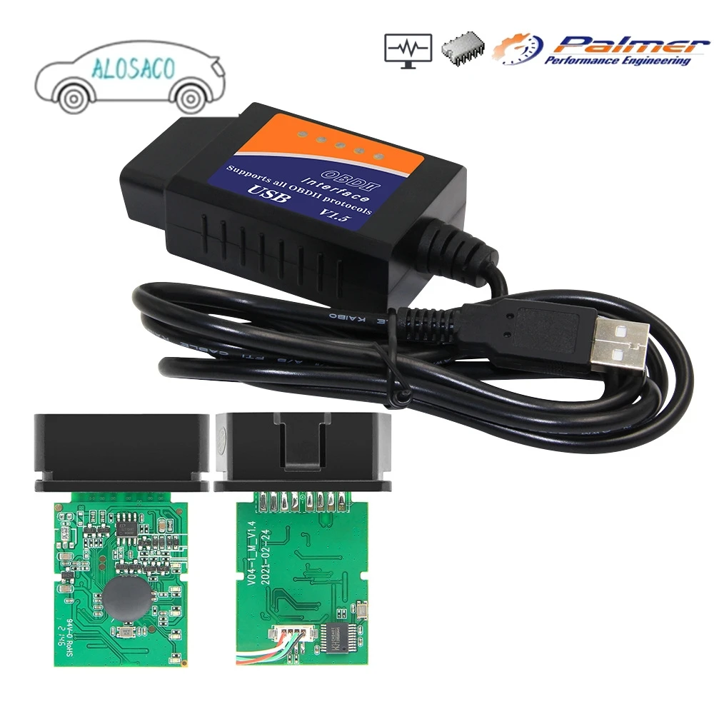 Сканер MINI USB OBD 327 для CAN-BUS нескольких брендов такой же как ELM327 с чипом CH340T V1.5