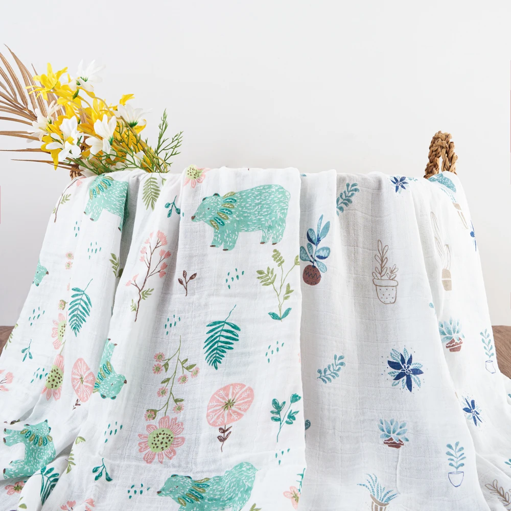 

HappyFlute Bamboo Cotton Muslin Baby Swaddle 2Pcs/Set Baby Blanket For Newborn Baby Wrap Wash Towel Infant Sleeping Cover