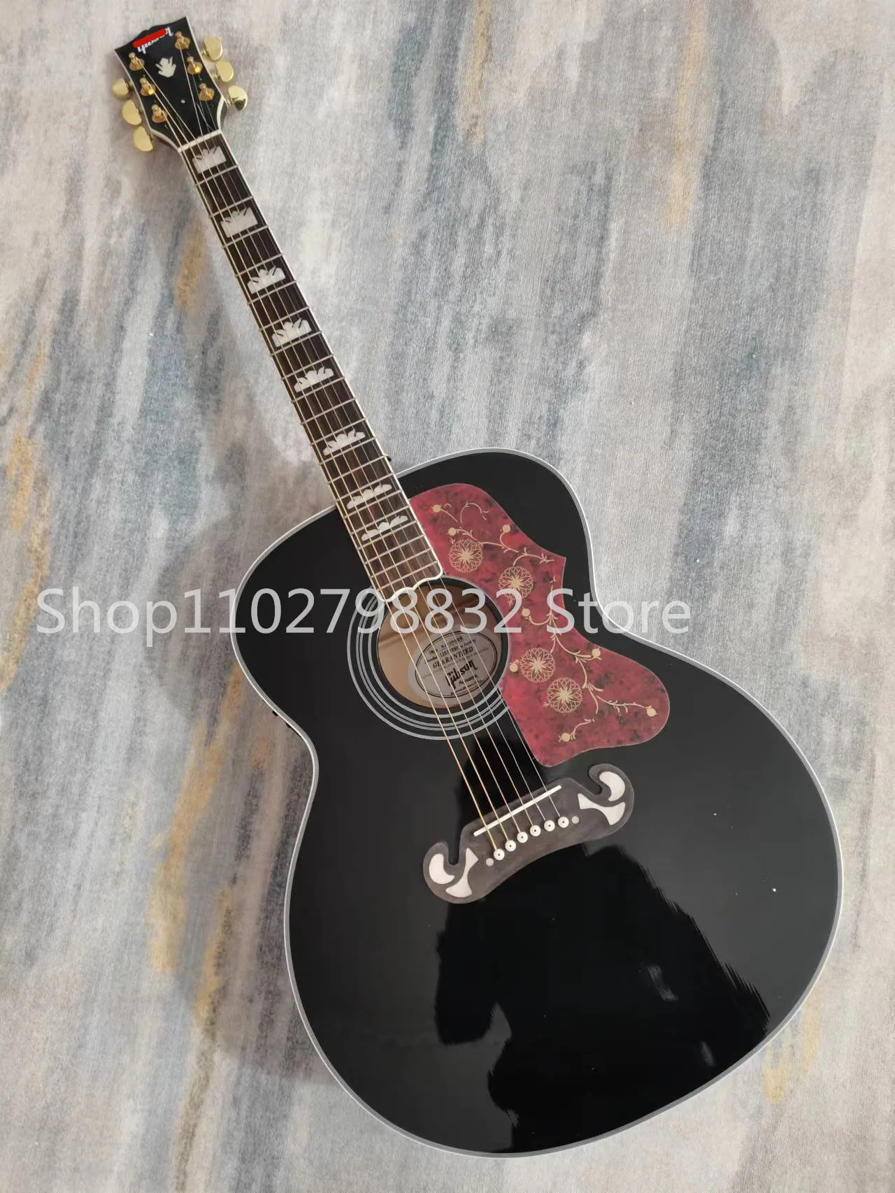 

Custom made by China guitar factory, 43 inch, black new Fishman pickup j200 original acoustic electric guitar Sunburst inventory