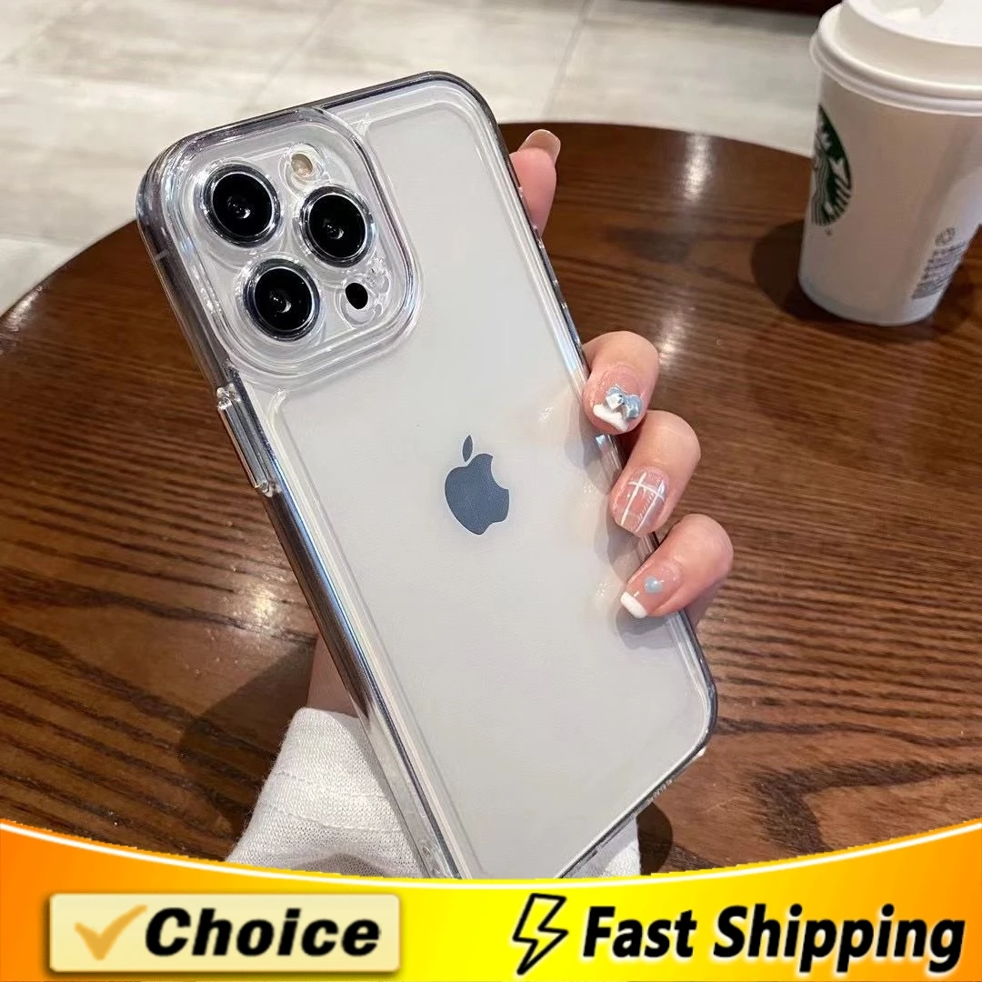 Прозрачный противоударный простой стильный чехол для телефона iPhone с полным
