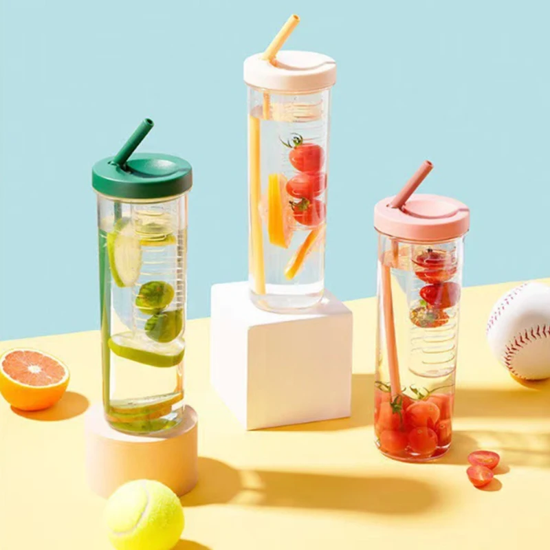 

Straw Cup Fruits Filter Water Bottle Plastic Outdoor Drinkware Waterbottle Juice Cups Durable Portable Gadgets