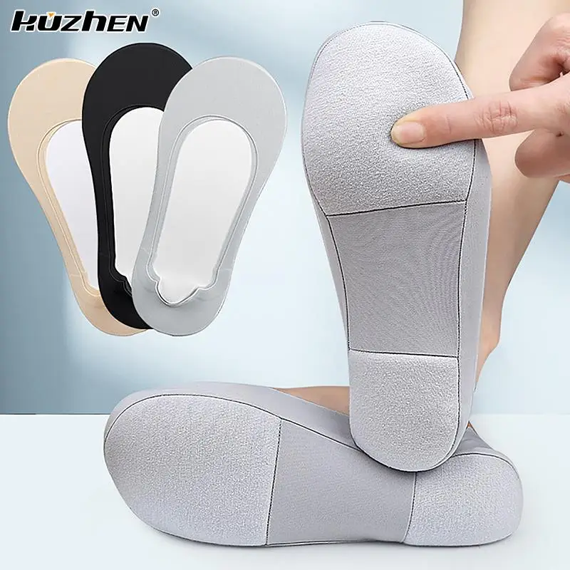 

1pair 3D Arch Massage Health Care Womens Summer Socks Ice Silk Socks Shallow Mouth Silica Gel Anti-off Invisible Sock Slippers