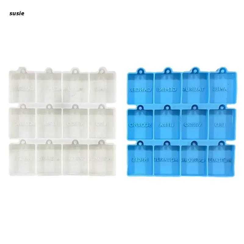 

X7YA Diy Crystal Hanging Pendant Decor Square English Letters Mirror Silicone Mold