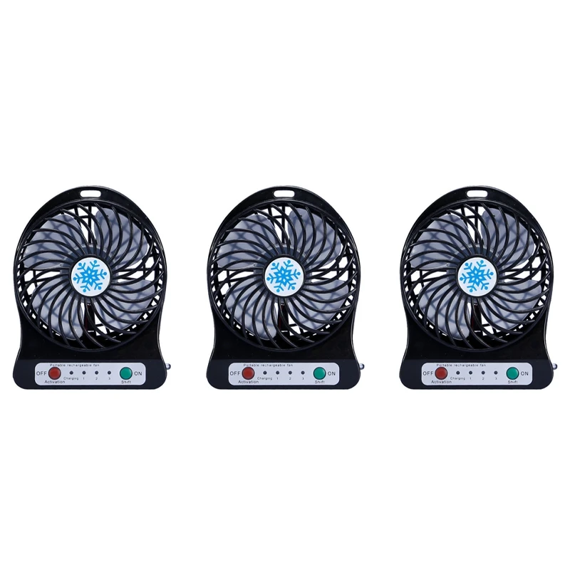 

3X Portable Rechargeable Mini Fan Air Cooler Mini Desk Fan USB Cooling Rechargeable Handheld Fans Black