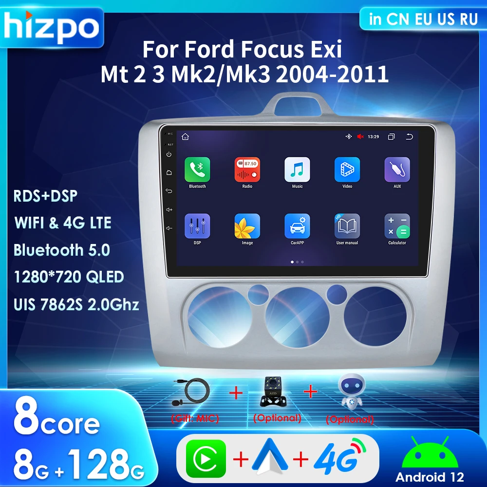 

Мультимедийный плеер Hizpo UIS7862S, Автомагнитола для Ford Focus 2, 3, Mk2, Mk3, Android 12, GPS, аудио, стерео, SWC, BT, DSP, RDS