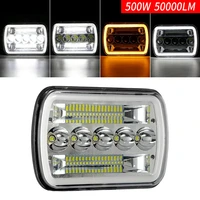 7x 6 6000k driving light csp square led headlights with three rows of reflectors highlow drl car headlights 500w 50