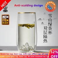 double glass water cup crystal glass anti scalding office water cup water cup for art green tea cup beer glass milk cup