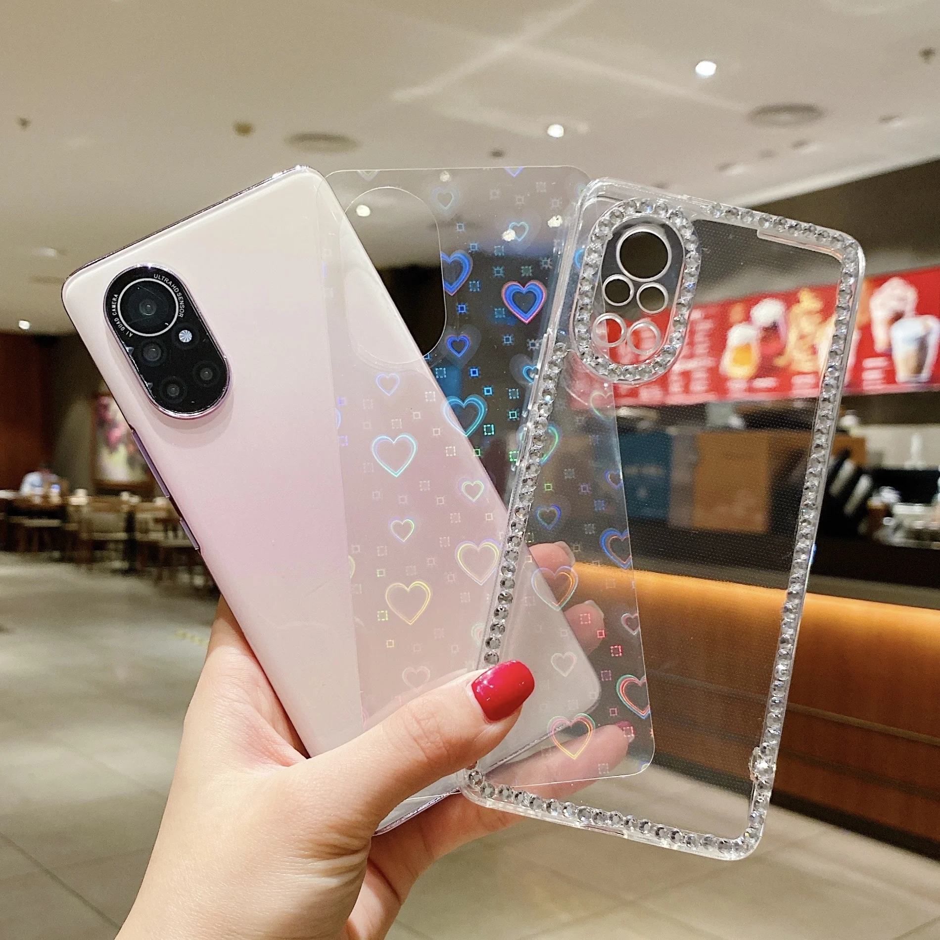 3D чехол со стразами и блестками в форме сердца для Huawei P30 Pro P50 P40 Lite P20 Mate 20 30 P 40 Nova 9