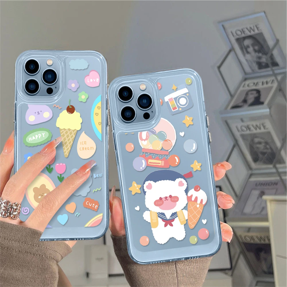 

Cartoon Cute Animal INS Phone Case for iPhone 13 12 11 Pro Max Mini XS XR X Protection Back Cover for iPhone14ProMax Coque Funda